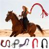 Faux Leather Horse Whip Two-Tone 8 Braiding Tails Whip Hangable Horse Training Whip Riding