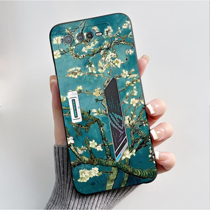For Asus ROG 6 Case For ROG Phone 6 Pro / 6D Fashion Butterfly Flowers Bumper Soft Black Silicone Cover For Asus ROG6 ROG6D Case
