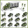 Carecoly Truck Military Vehicle Miniature Car Large Storage Alloy Miniature Toy Vehicle with Military Work Carrying Boys and Birthday Gift 6 and Set,