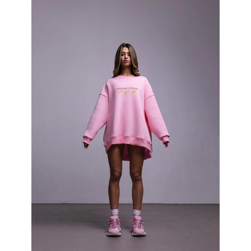 Женская осенне-зимняя свободная толстовка без капюшона с круглым вырезом