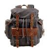 Vintage Canvas Backpacks Leather Backpack for Men, Waxed Canvas Shoulder Rucksack for Travel School