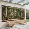 2D Country Yard Stone Wall Green Plant Background Cloth Live Stream Portrait Backdrop