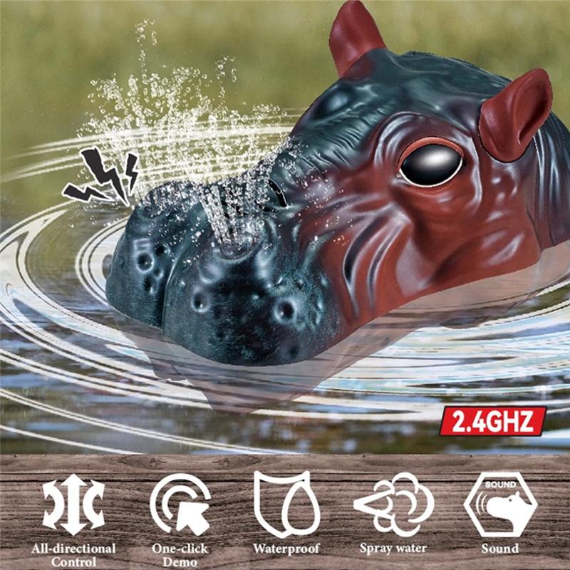 Нетоксичная RC лодка-симулятор бегемота с дистанционным управлением, водонепроницаемая электрическая водная фигурка, крутая игрушка для детей для открытого бассейна