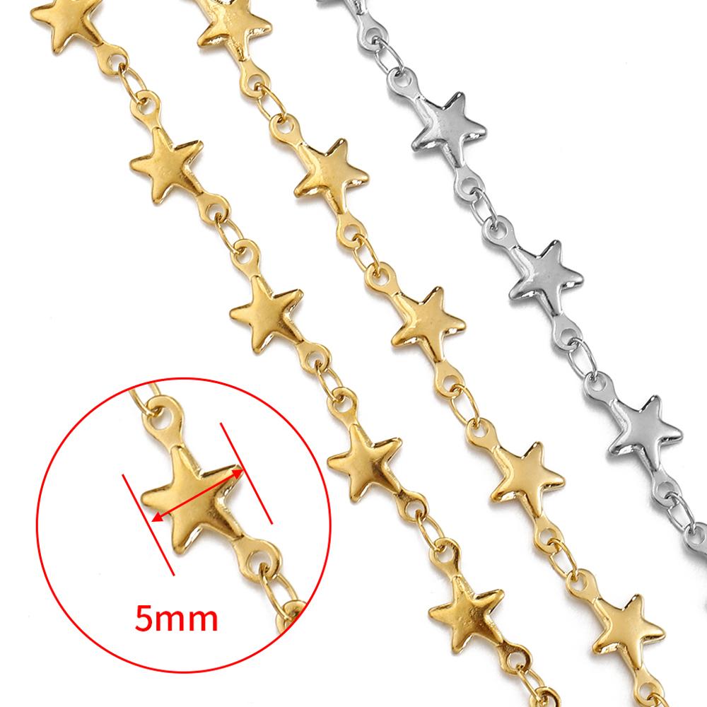 2Meters 1Meter 5mm Star Chains Stainless Steel Necklace Chain for Jewelry Making Findings DIY Handmade Materials Supplies