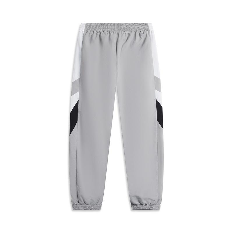 Li-Ning Sports Trend Series Color Block Letter Mid-Rise Comfortable Breathable Cuffed Knit Joggers Men Joggers Moon-Surface-Gray AYKU163-2