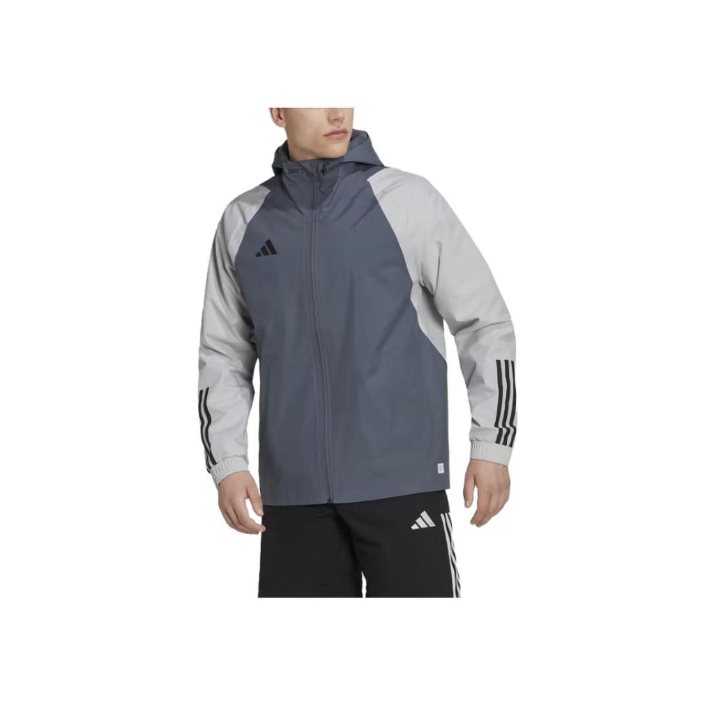 Adidas Originals Tiro 23 Color Block Hooded Casual Sports Jacket Men Jackets Light-Gray HU1320