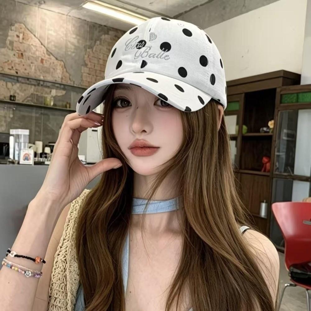 Polka Dot Baseball Cap Adjustable Sun Hat Fashion Peaked Cap for Women