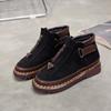 Мода 2024 года, низкие модные осенне-зимние однотонные ботинки, женские замшевые ботинки больших размеров, женские ботинки на плоской подошве с пряжкой