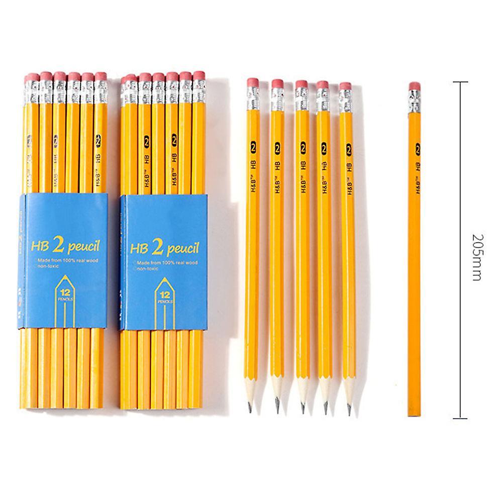 Yellow Hexagonal HB-Pencils Set Smoothly Writing Pencil Set Student Stationery
