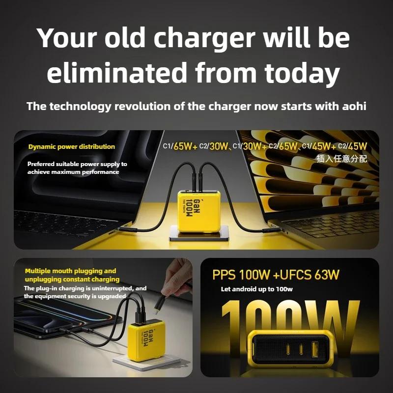100 Вт GaN зарядное устройство с двойным интерфейсом Type-C, сверхбыстрая зарядная головка, набор кабелей для передачи данных, подходит для мобильных телефонов/ноутбуков