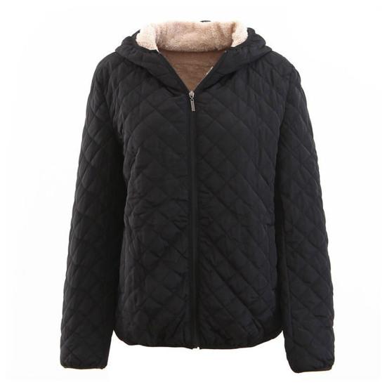 Yousheng Женская хлопковая куртка с капюшоном, осенне-зимняя теплая однотонная стеганая куртка с длинными рукавами и карманом на молнии, повседневная свободная посадка, женское пальто, верхняя одежда