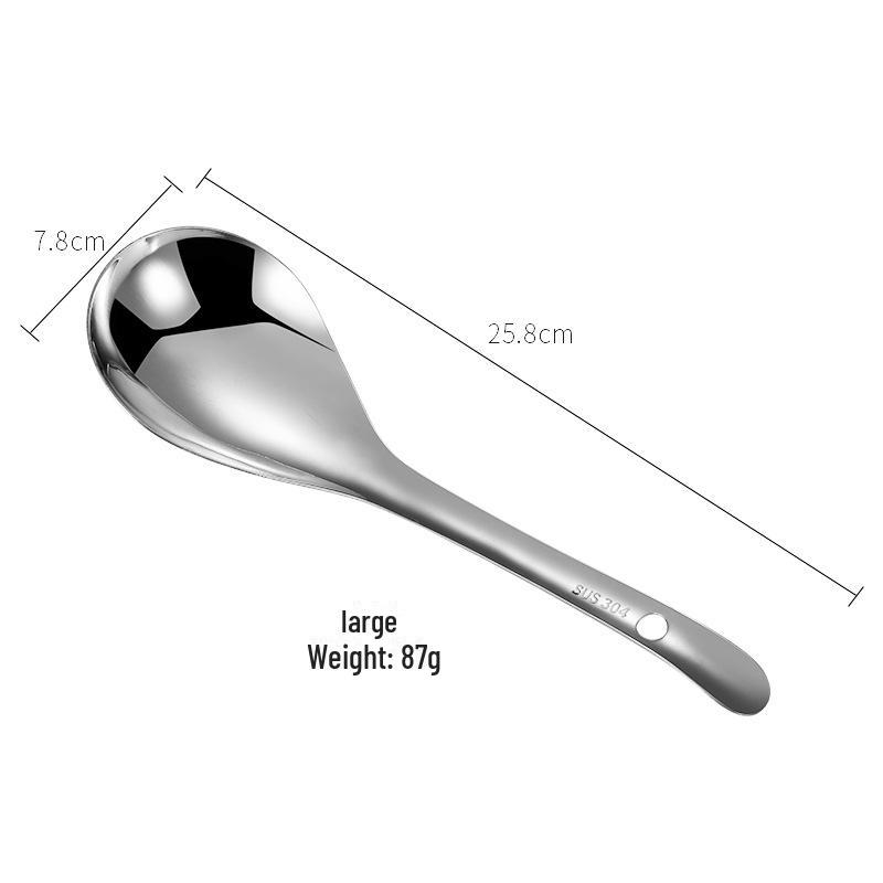Large 304 Stainless Steel Spoon for Rice, Hot Pot, Soup, Porridge, and Cooking