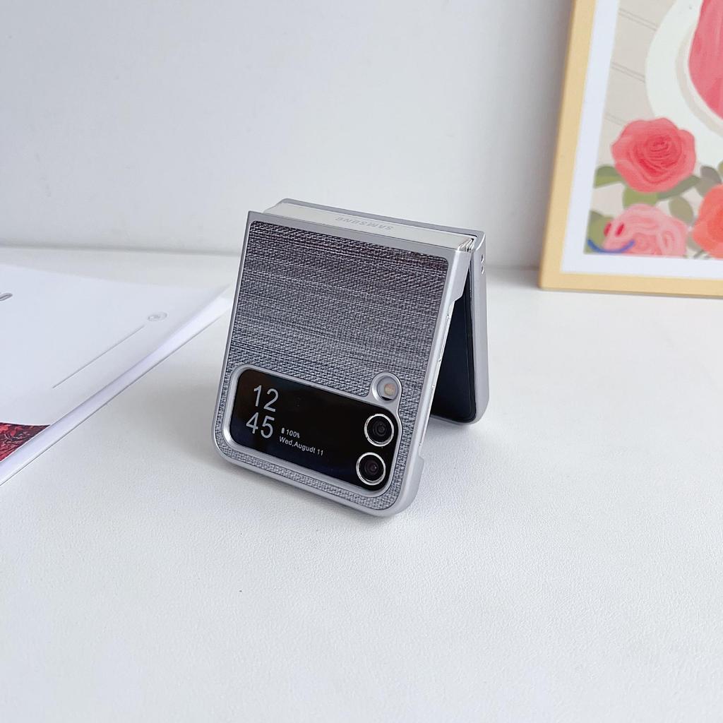 Переливающийся чехол для телефона с текстурой кожи для Samsung Galaxy Z Flip7/6/5/4 - Складная защитная крышка