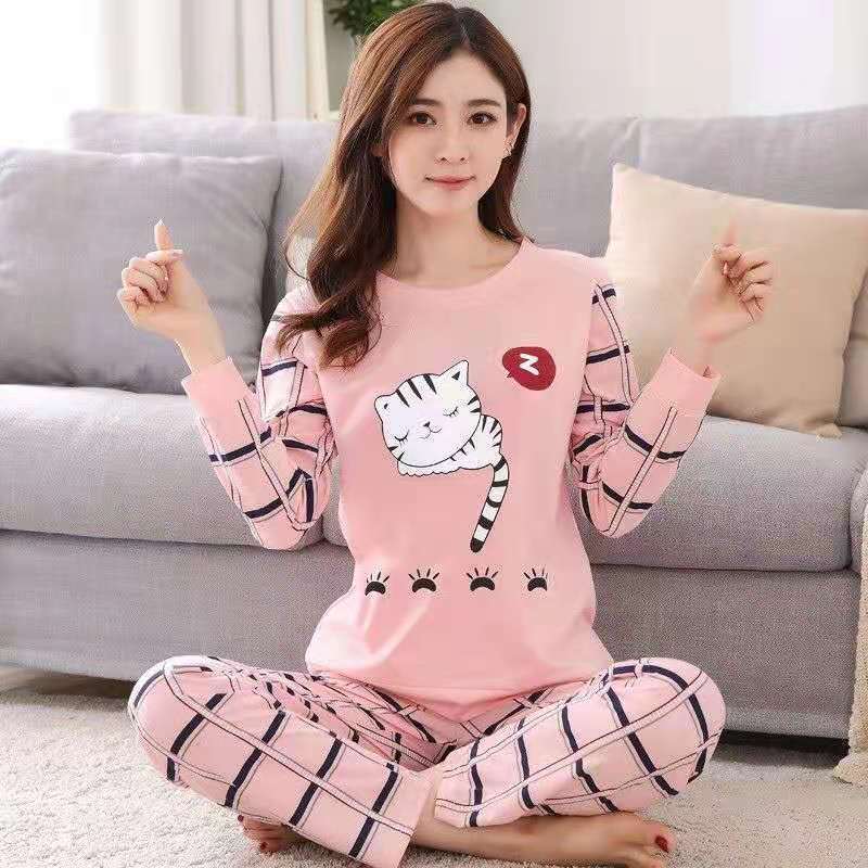 Plus Size Women's Korean Style Winter Pajamas Set, Long Sleeve Loose Fit Two-Piece Homewear, Casual Loungewear Suit for Indoor & Outdoor Wear