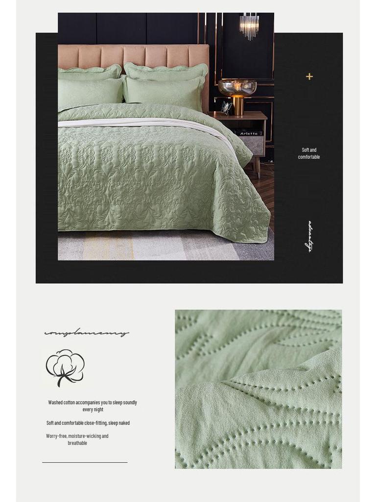 Стираемое стеганое хлопковое покрывало 3 предмета с дизайном, наполненным хлопком