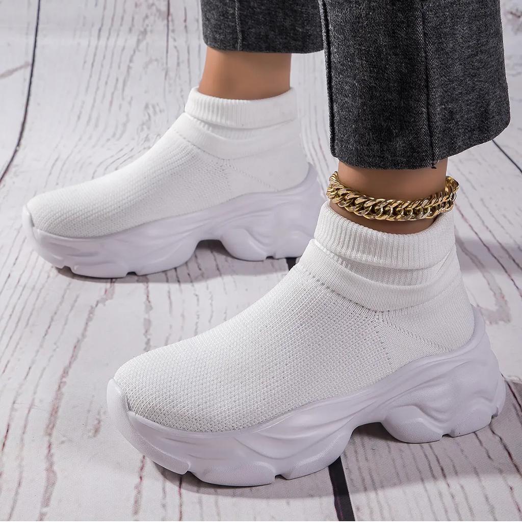 Sneakers Fitness Sports Casual Shoes Running Shoes High-top Slip-on Casual Women's Shoes Are Fashionable and Lightweight Height-increasing Shoes