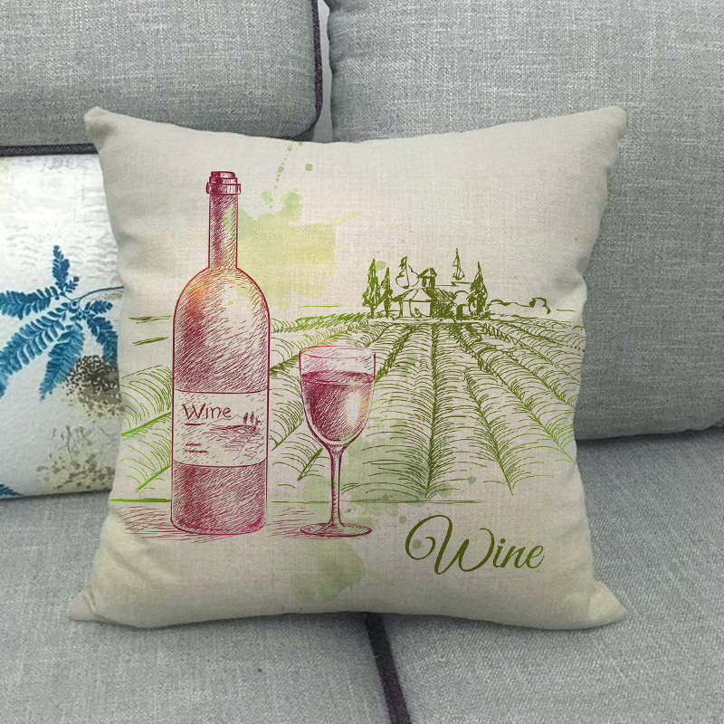 Creative Painted Red Wine Collection Digital Printing Short Plush Pillow Covers For Car Sofa Office Cushion Cover Home Goods