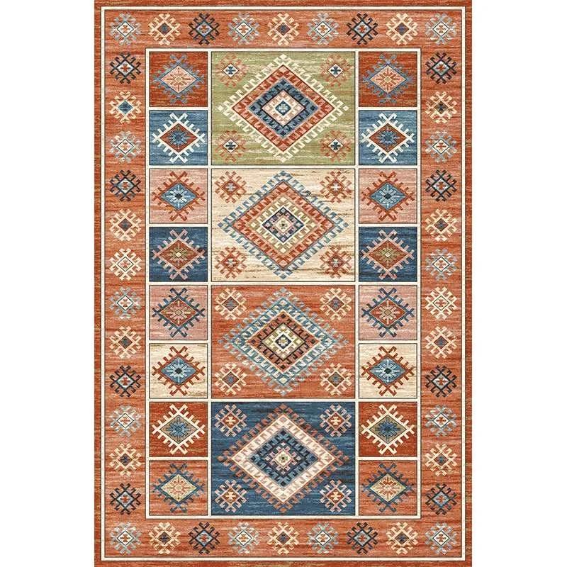 American Retro Ins Style Living Room Ethnic Carpet Decoration Bedroom Anti Slip Washable Bedroom Fully Rug Large Area Office Mat