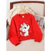 European sizes Crewneck Sweatshirt for Kids Featuring an Adorable Cat with a Bow And Hearts, Soft And Comfy Sportswear Is Perfect for Casual Outings