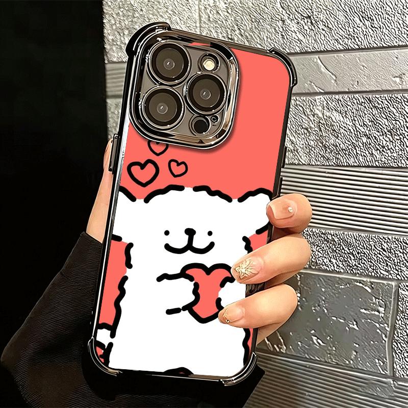 Кавайная Линия Щенка Милый Мягкий Чехол Для Телефона Для iPhone 15 16 17 Air 14 Pro Max 16E Plus 13 12 Mini Покрытие Противоударный Fundas