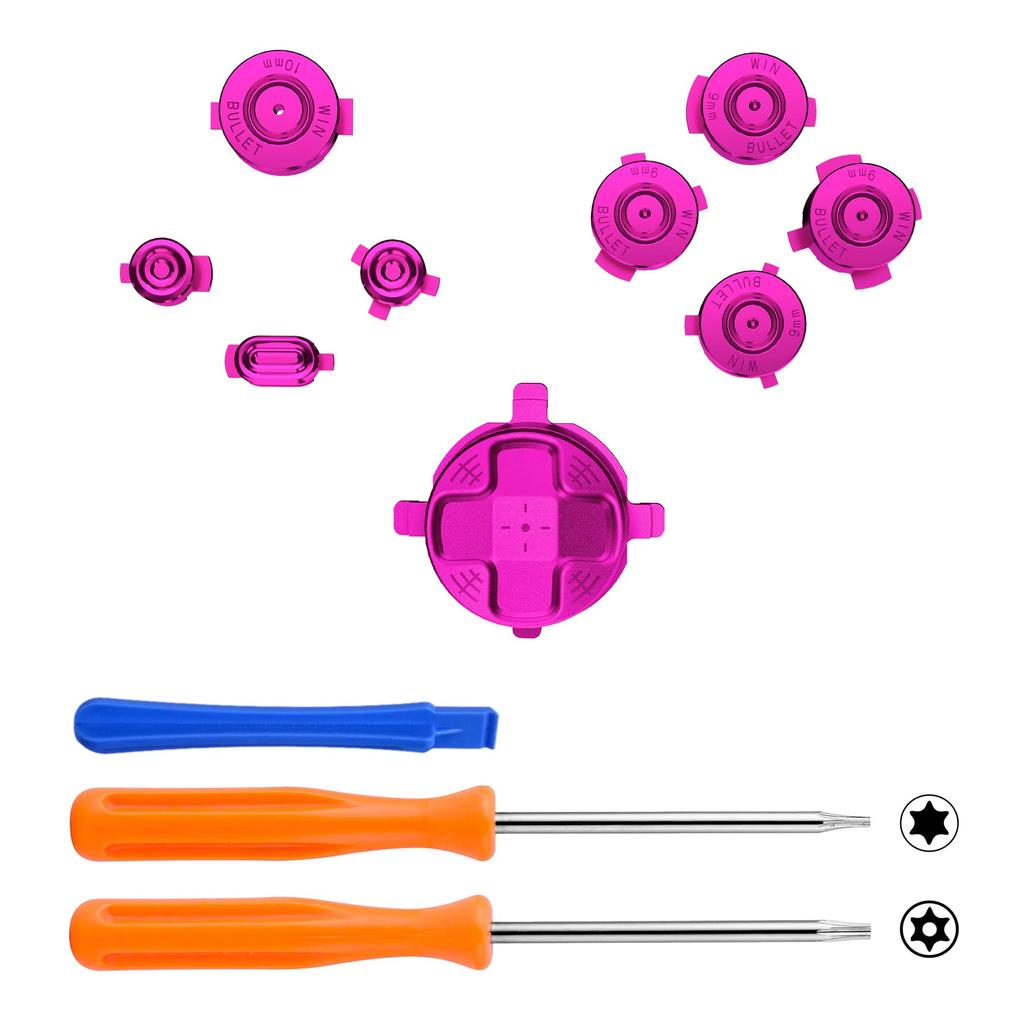 EXtremeRate Металлические красные кнопки для беспроводного контроллера Xbox Core, Набор пользовательских аксессуаров для Xbox Series X S, Запасные части из алюминиевого сплава для кнопок ABXY и Home