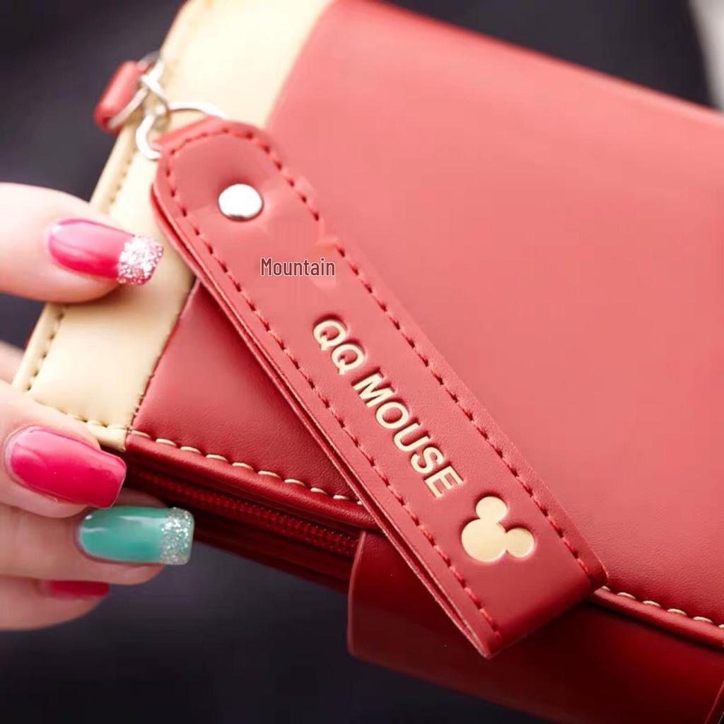 Korean Style 2025 PU Leather Cartoon Zipper Folding Wallet - Multifunctional Student Handbag & Coin Purse