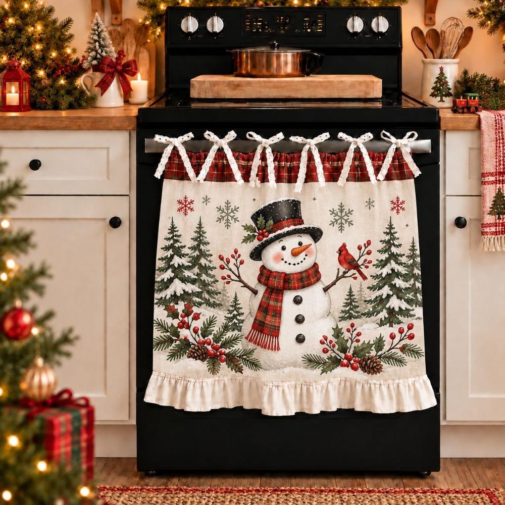 Farmhouse Tie Oven Cover Curtain Pastoral Style Coffee Machine Half Curtain Kitchen