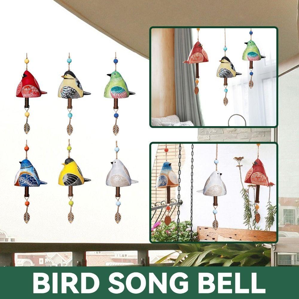 Resin Wind Chime Hand Painted Hanging Ornaments Wind Bell Bird Song Bell Wall Decoration