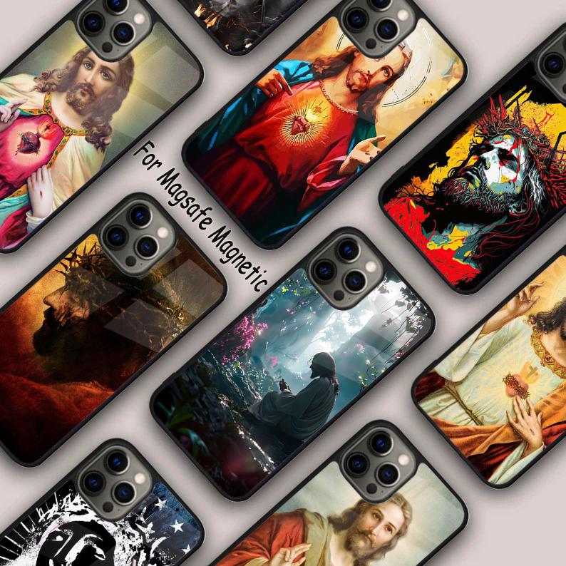 Магнитный чехол для телефона с изображением Иисуса Христа для APPLE iPhone 17 Air 16 14 13 12 Pro Max 15 Plus Беспроводная зарядка с чехлом MagSafe