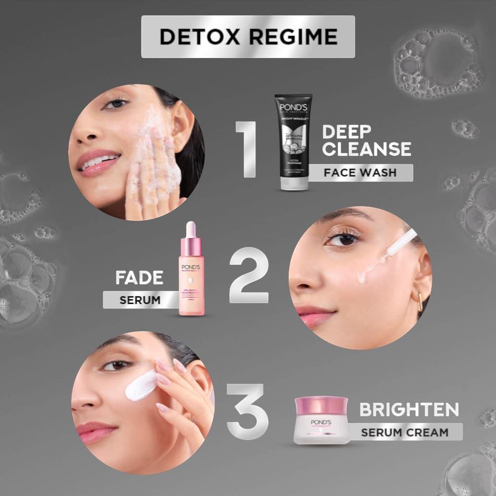 Pond's Bright Miracle Detox Гель для умывания с активированным углем – Глубокое очищение для сияющей кожи, Защита от загрязнений, 200