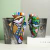 Abstract Face Flower Pot Unique Head Vase Picasso Style Planter Container with Drainage Hole for Home Garden Decoration Gifts