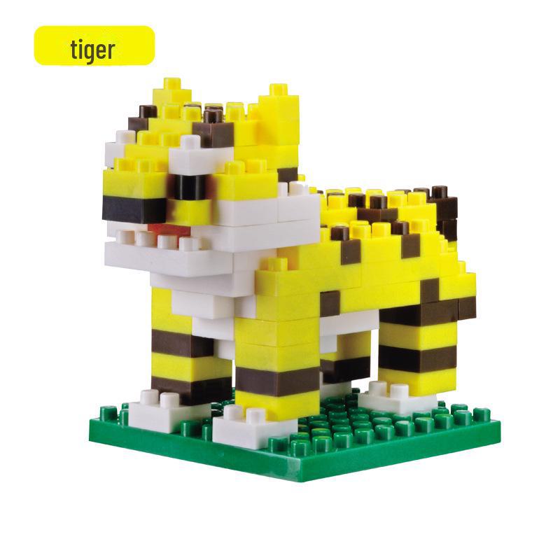 Строительные блоки животных JIKER: Лев, Тигр, Панда, Пингвин - развивающие игрушки для детей с микрочастицами