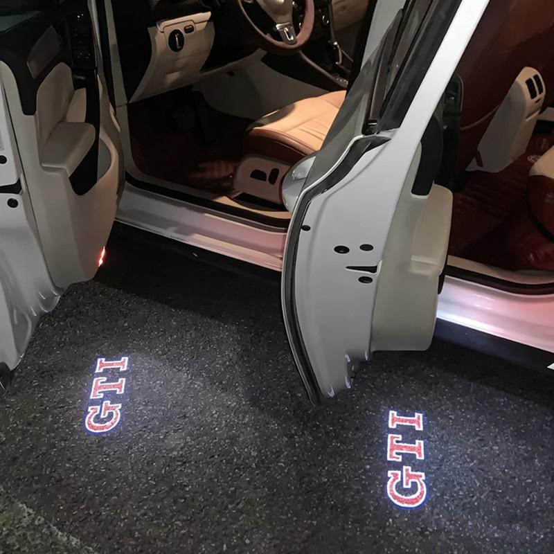ZDFVU1 Led Car Door Welcome Courtesy Light Logo Laser Projector Lamp for VW GTI Logo Golf Tiguan Touran Passat Jetta Touareg Car Goods
