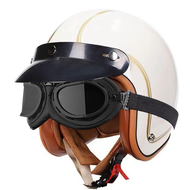 DOT Certified 3/4 Motorcycle Helmet Men Women Retro Style ABS Cruiser Scooter Half With Bluetooth Option