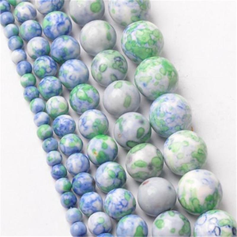 Творческий круглый оптовая продажа 4-12 мм DIY для ожерелья браслет ювелирные изделия изготовление кулона натуральный дождевой камень разделитель свободные бусины