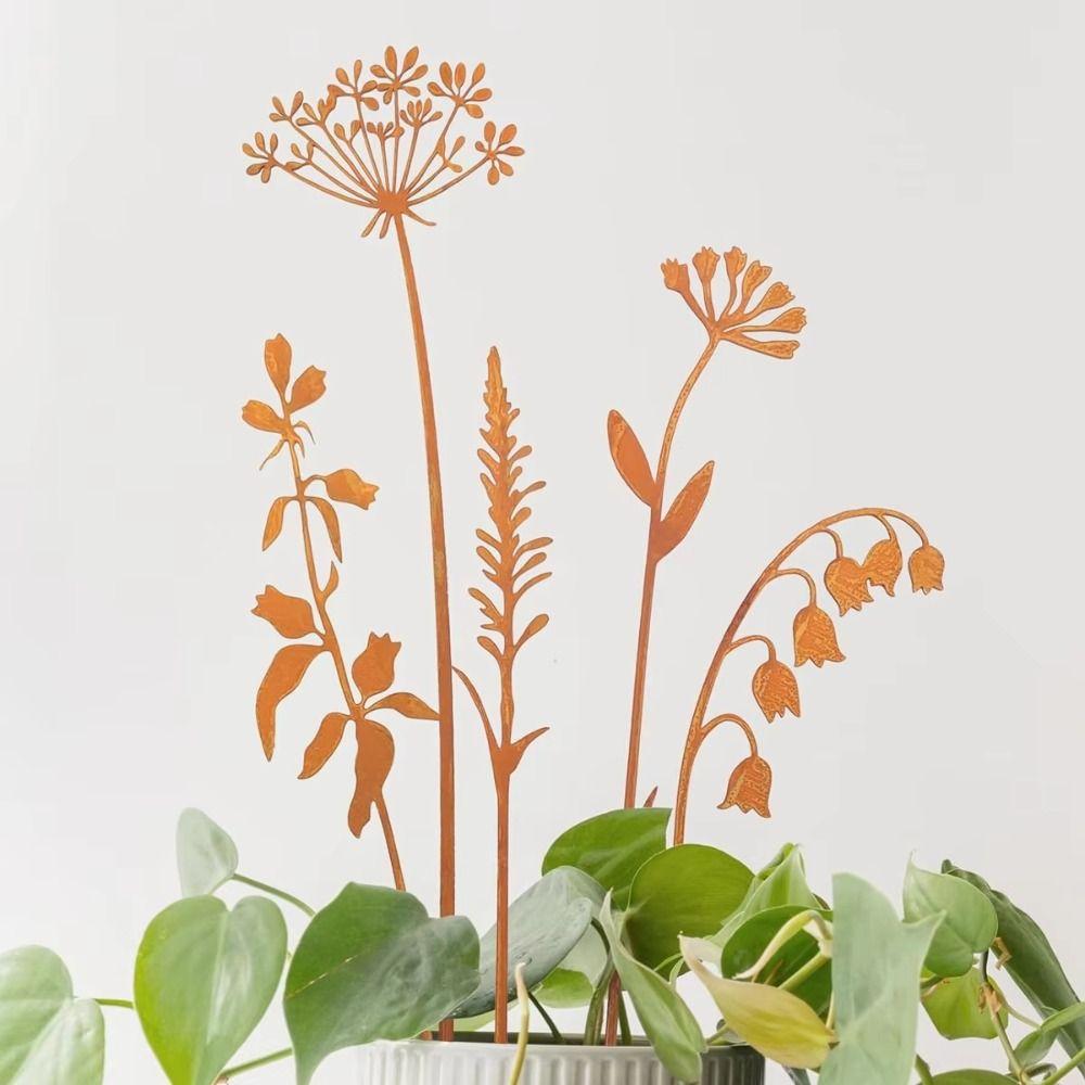 Модные Ржавые Металлические Цветы DIY Садовое Искусство Садовый Декор Искусственные Металлические Цветы Букеты Диких Цветов Для Весеннего Фермерского Дома
