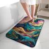 Deep Green Purple Gold Fluid Art Bath Mat Rich Galaxy Swirl Pattern Non-Slip Soft Floor Rug