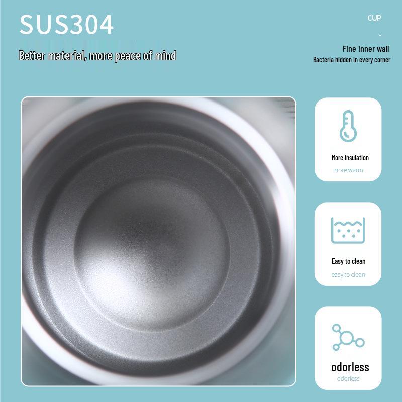 304 Stainless Steel Wide Mouth Sports Water Bottle, Large Capacity with Handle