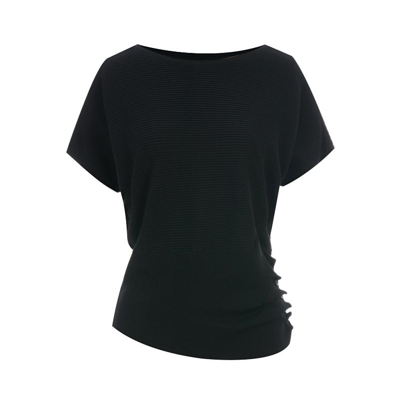 TVIEW Pintuck Shirring Ribbed Dolman Knit_V6B-Ckn003