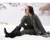 Fan Si Lan En Diamond Draped White Double-Sided Wool Coat for Women - Autumn/Winter Woolen Jacket