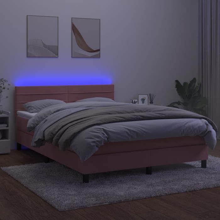 Maison Exclusive - Sommier à lattes de lit avec matelas et LED Rose 140x190 cm