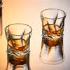 10oz 2pcs Set Water Cup Creative Geometry Glass Whiskey Foreign Wine Cups Twisted Grain Coffee Mug Cocktail Cups Glass Drinkware