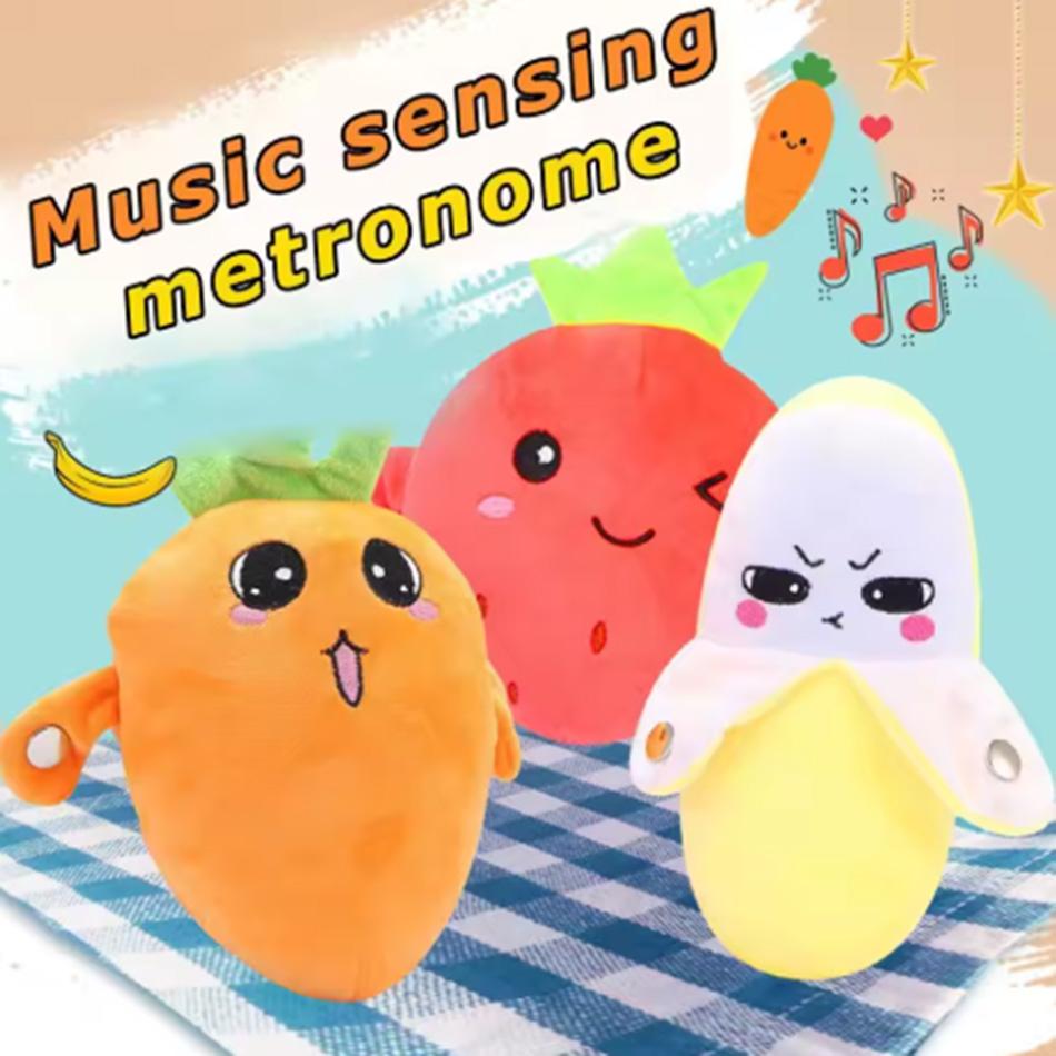 Banana Baby Beat Sensing Creative Fruit Novelty Parent-Child Musical Interactive Piano Toy Plush Doll Christmas Gifts