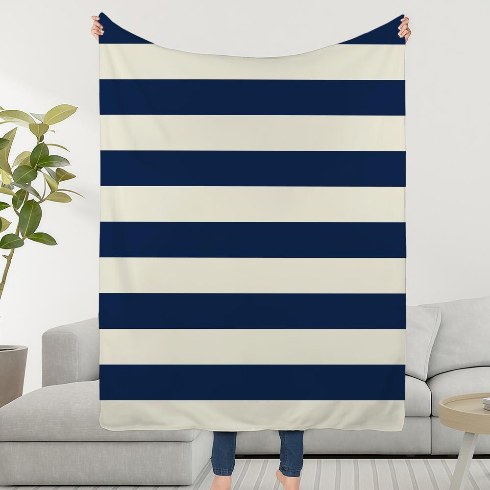 Blanket Throw Super Cosy Plush Stripes Horizontal Living Room Sofa Couch Blue Childish Birthday Gifts