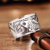 Jewelry Retro Lucky Good Luck Koi Heart Sutra Open Men's Ring