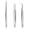 EDu Precision Tweezers, Ultra-Fine, High-Precision, Thin, for Eyelashes, Nails, and Crafts, Stainless Steel, Set of 3