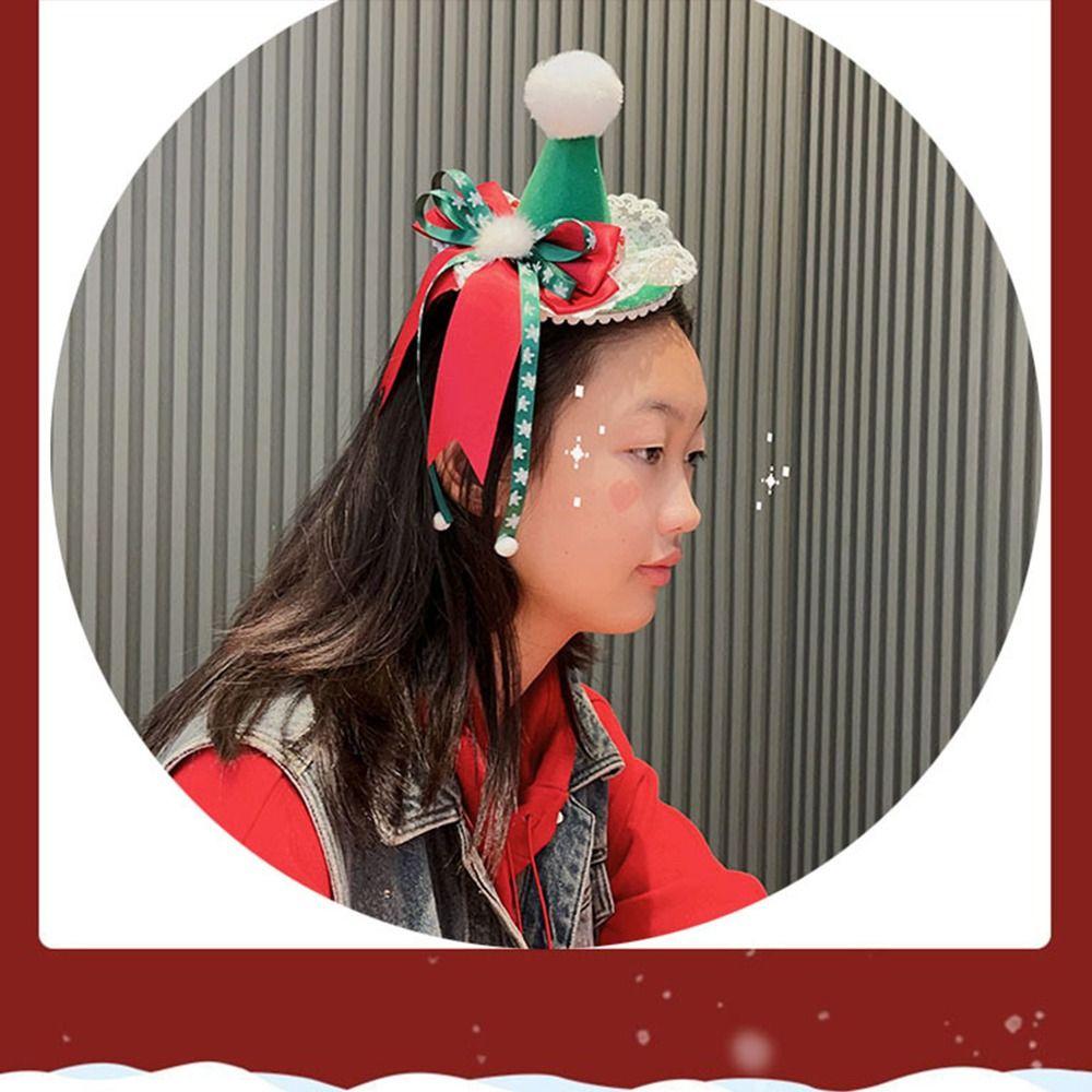 Red Green Festive Hat Handmade Hairpin Cute Christmas Hat Clip Women Girl