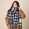 Plaid Scarf Women's Autumn and Winter Retro Senior Sense Thickened Warm Scarf Fringed Versatile Student Tide
