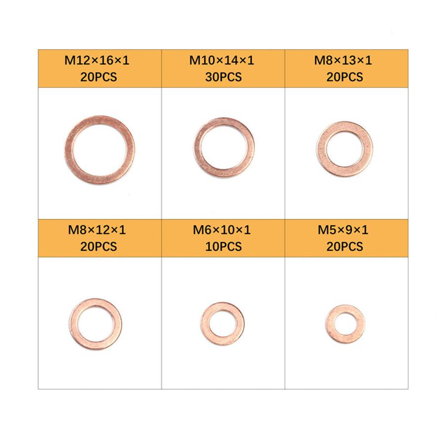 120 шт. M5 M6 M8 M10 M12 T3 Медная уплотнительная шайба для лодки, уплотнительная шайба, плоское уплотнение
