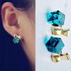 Women Shimmers Chic Bowknot Shiny Cube Rhinestone Ear Studs Cute Dangle Earrings